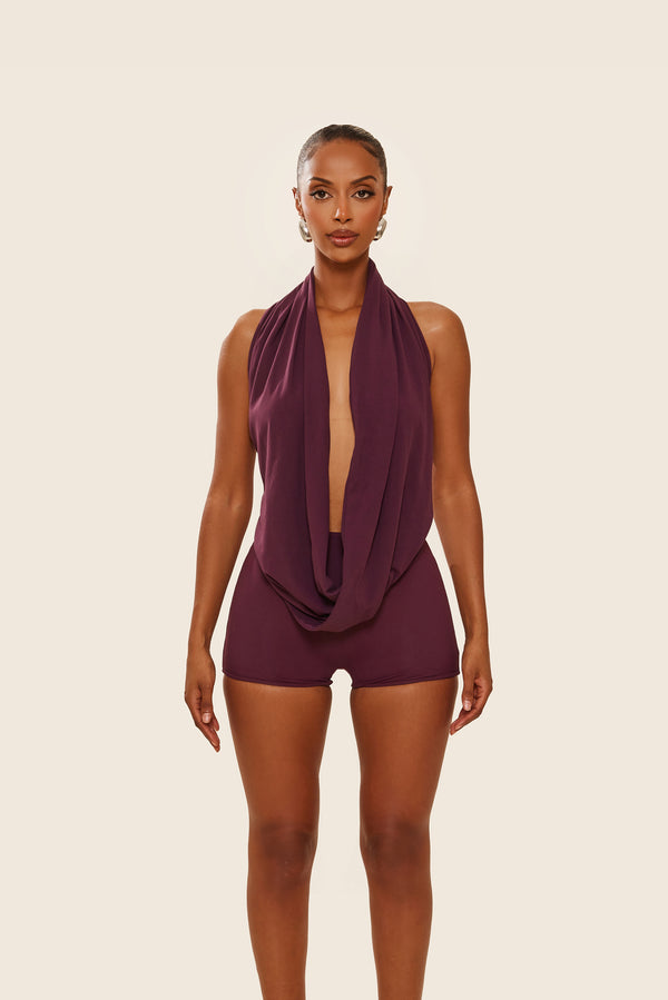 Mars The Label The Leia Set With Shorts In Plum