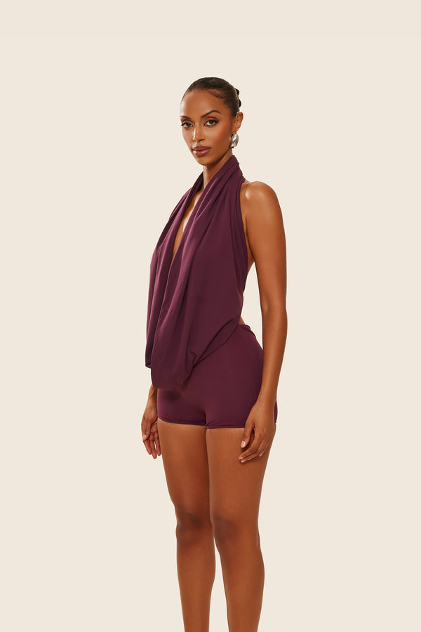 Mars The Label The Leia Set With Shorts In Plum