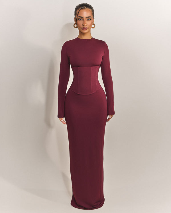 Mars The Label The Long Sleeve Sandra Maxi In Red