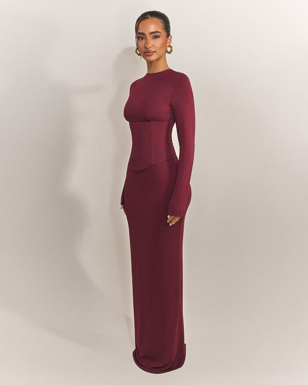 Mars The Label The Long Sleeve Sandra Maxi In Red