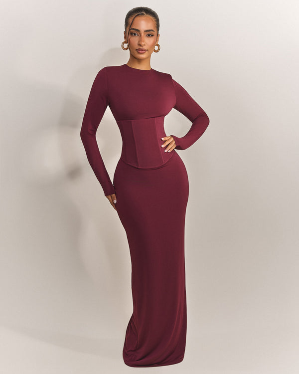 mars the label The Long Sleeve Sandra Maxi in Red