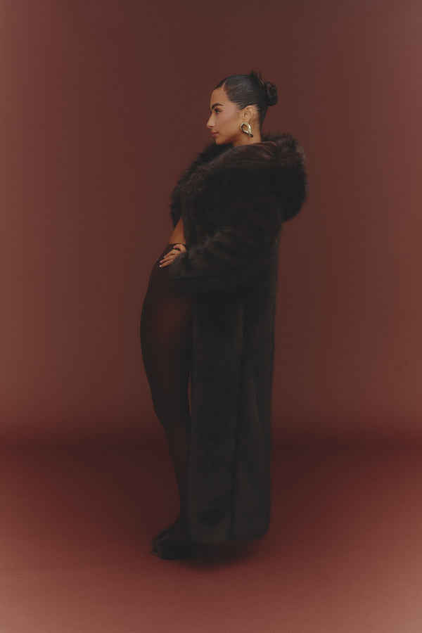 Mars The Label The Maple Maxi Coat In Brown