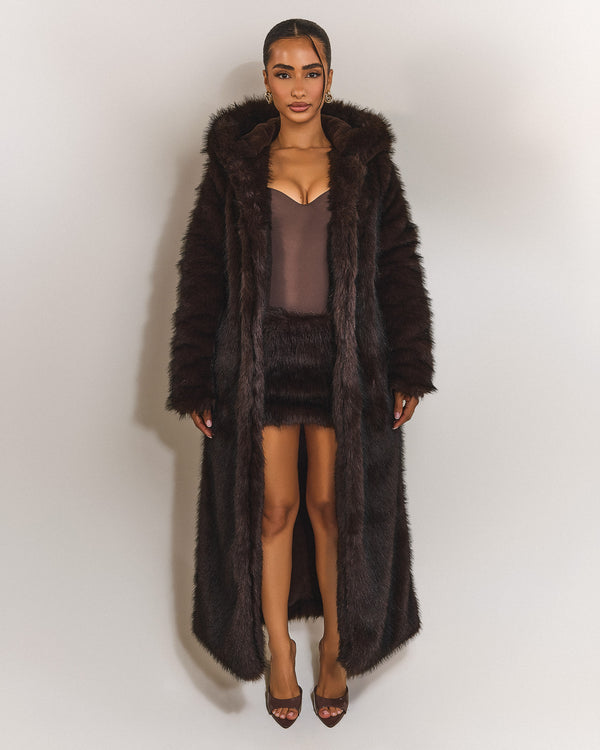 mars the label The Maple Maxi Coat in Brown