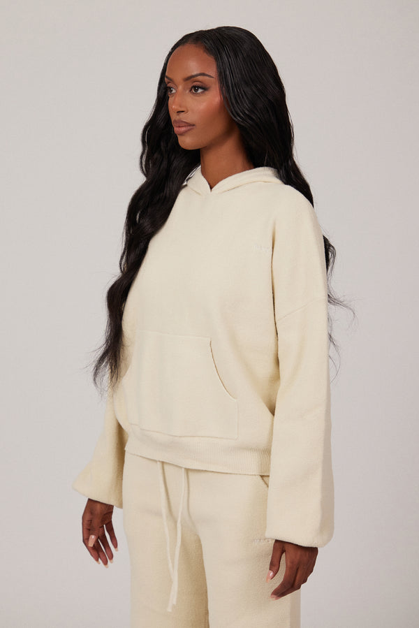 Mars The Label The Mars Soft Knit Hoodie In Cream