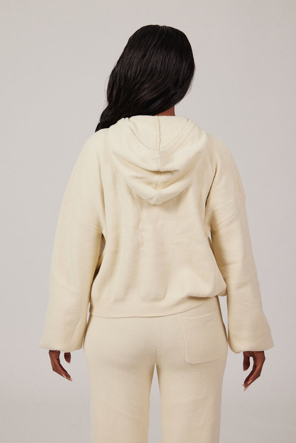 Mars The Label The Mars Soft Knit Hoodie In Cream