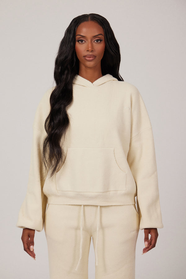 mars the label The Mars Soft Knit Hoodie in Cream