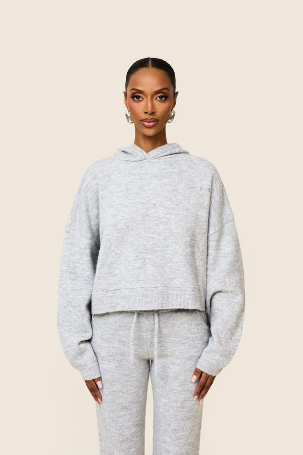 Mars The Label The Mars Soft Knit Hoodie In Grey