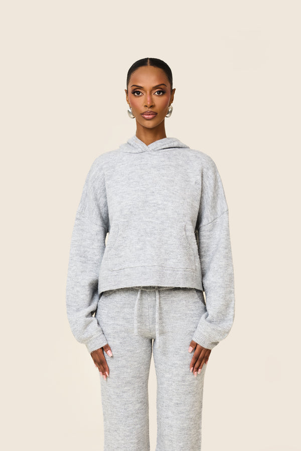 Mars The Label The Mars Soft Knit Hoodie In Grey