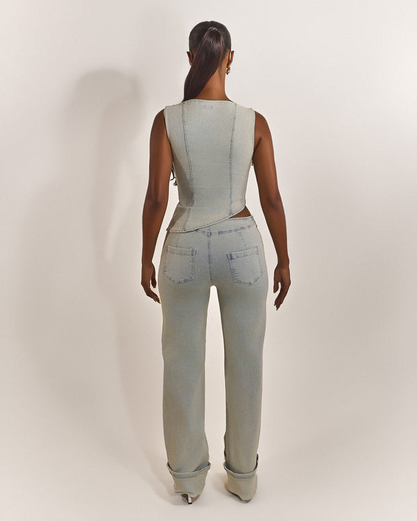 Mars The Label The Mika Set Top In Light Wash