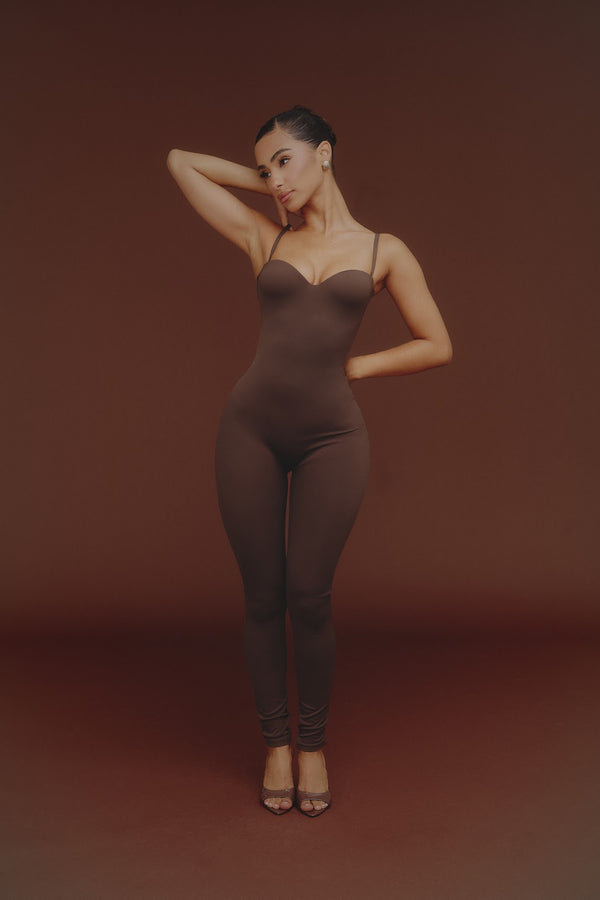 Mars The Label The Sculpt Jumpsuit In Brown