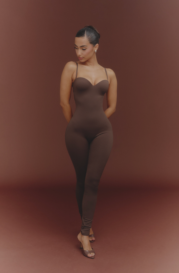 Mars The Label The Sculpt Jumpsuit In Brown