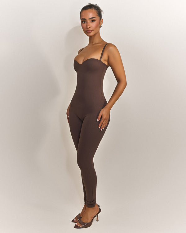 Mars The Label The Sculpt Jumpsuit In Brown