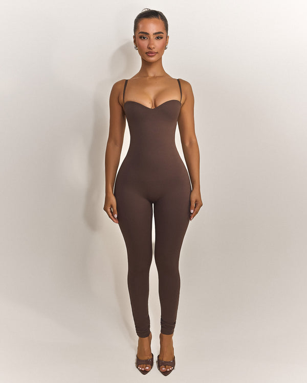 mars the label The Sculpt Jumpsuit in Brown