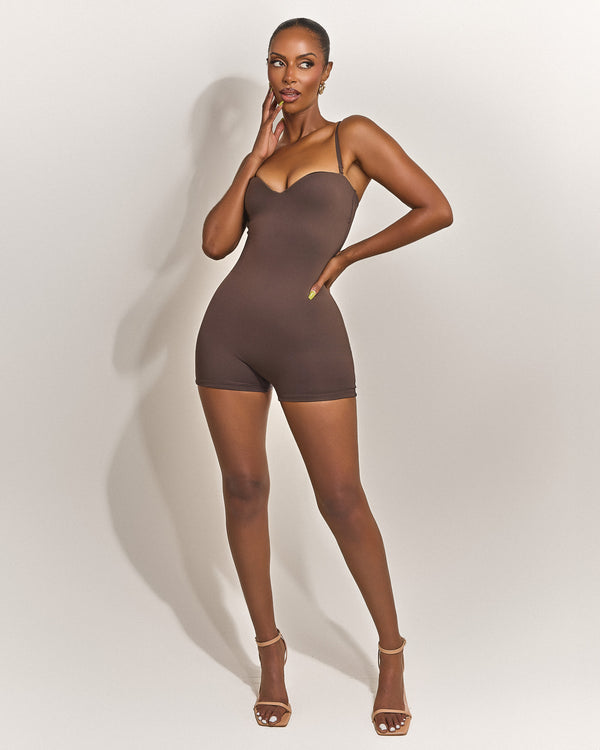 mars the label The Sculpt Playsuit in Brown