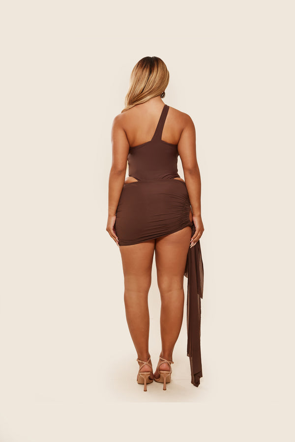 Mars The Label The Twist Coverup Skirt In Brown