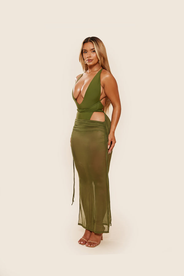 Mars The Label The Vela Maxi Coverup In Olive