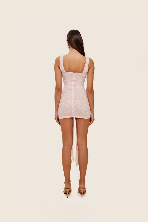 Mars The Label Tie Front Lace Mini In Pink
