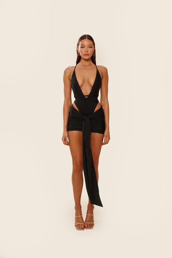 mars the label Tie Up Mini Skirt in Black