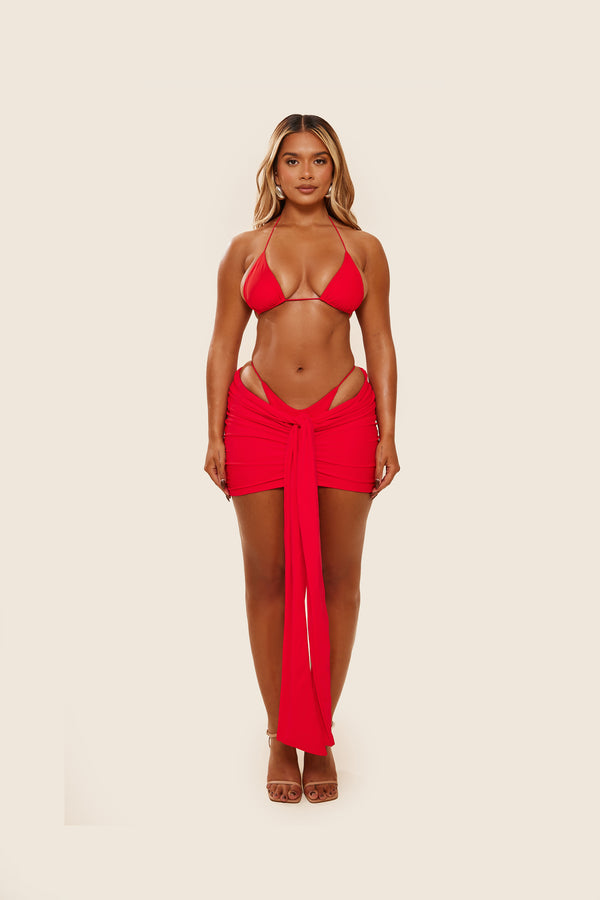 mars the label Tie Up Mini Skirt in Red