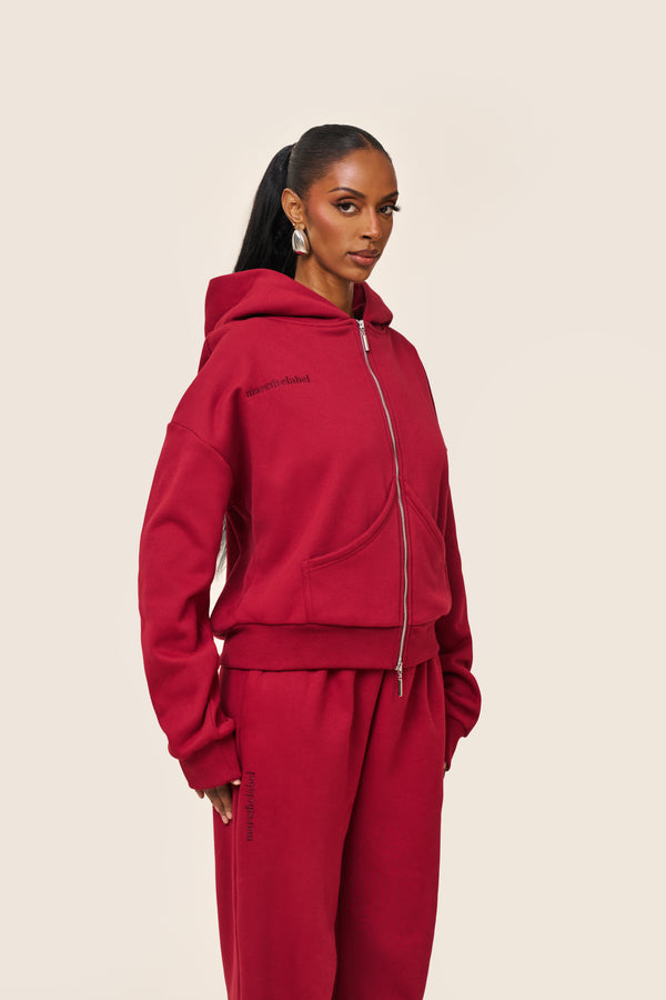 Mars The Label The Classics Longline Zip Jacket In Red