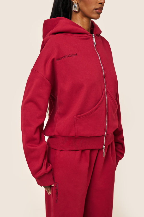 Mars The Label The Classics Longline Zip Jacket In Red