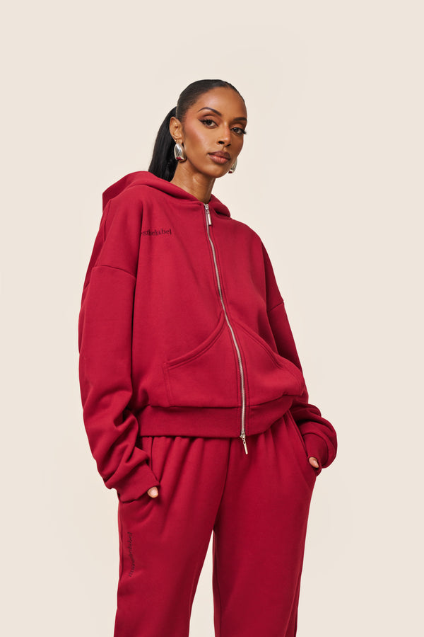 Mars The Label The Classics Longline Zip Jacket In Red