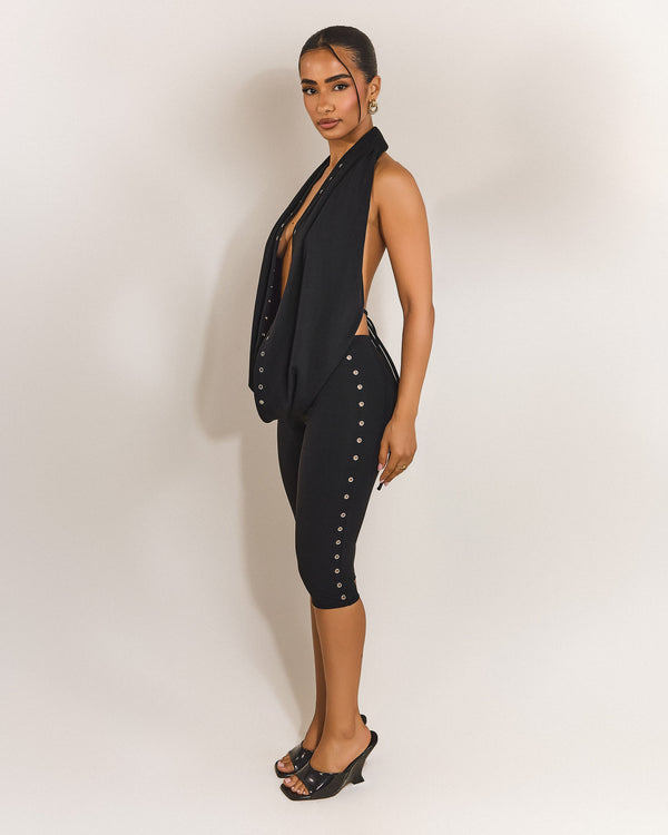 Mars The Label The Leia Capri Bottoms In Black Eyelet