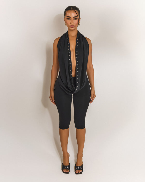 mars the label The Leia Capri Bottoms in Black Eyelet