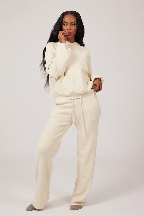 Mars The Label The Mars Soft Knit Straight Leg Joggers In Cream