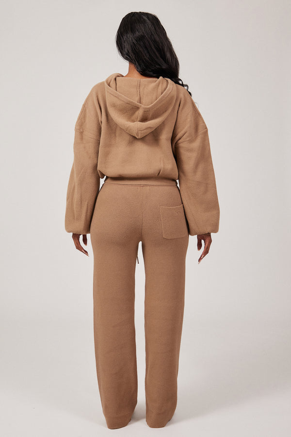 Mars The Label The Mars Soft Knit Straight Leg Joggers In Mocha