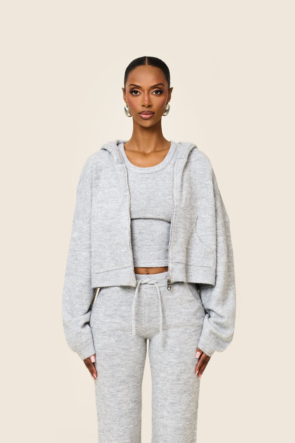 Mars The Label The Mars Soft Knit Zip Jacket In Grey