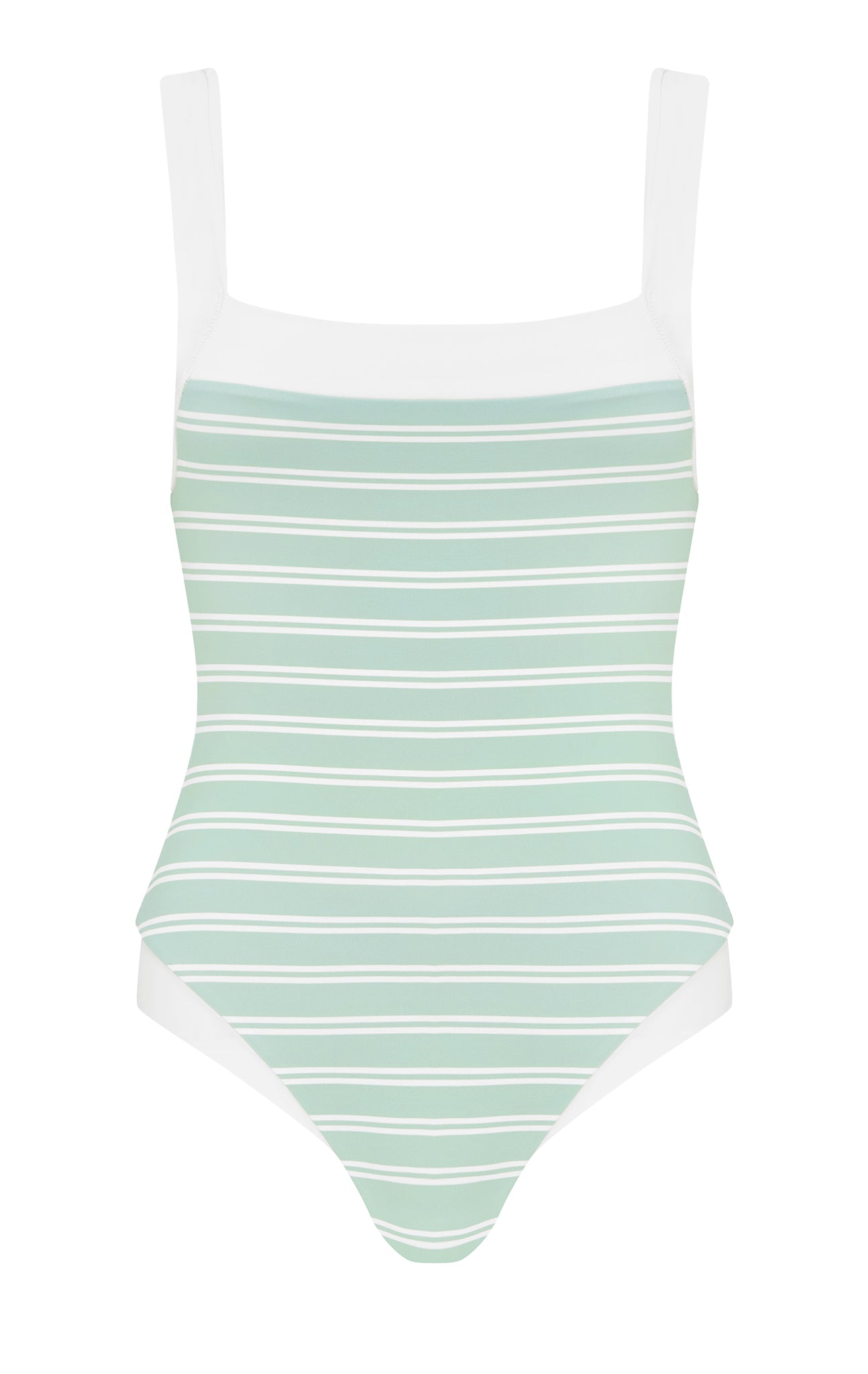 marysia Bianco Maillot Mint Stripe Print