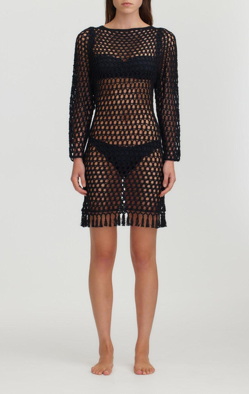 Marysia Crochet Full Sleeve Dress Black