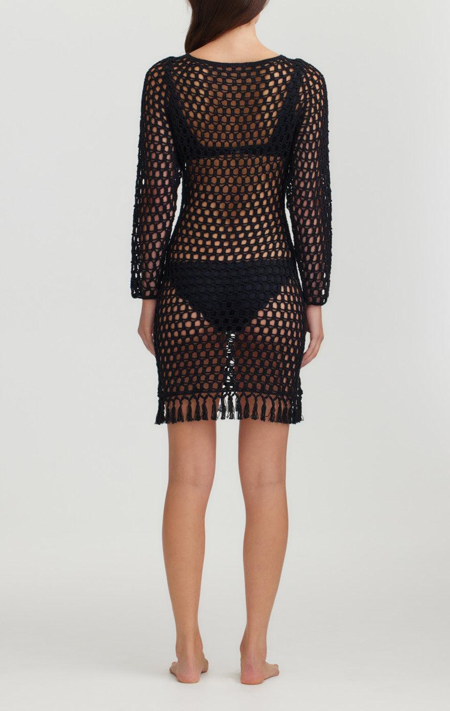 Marysia Crochet Full Sleeve Dress Black
