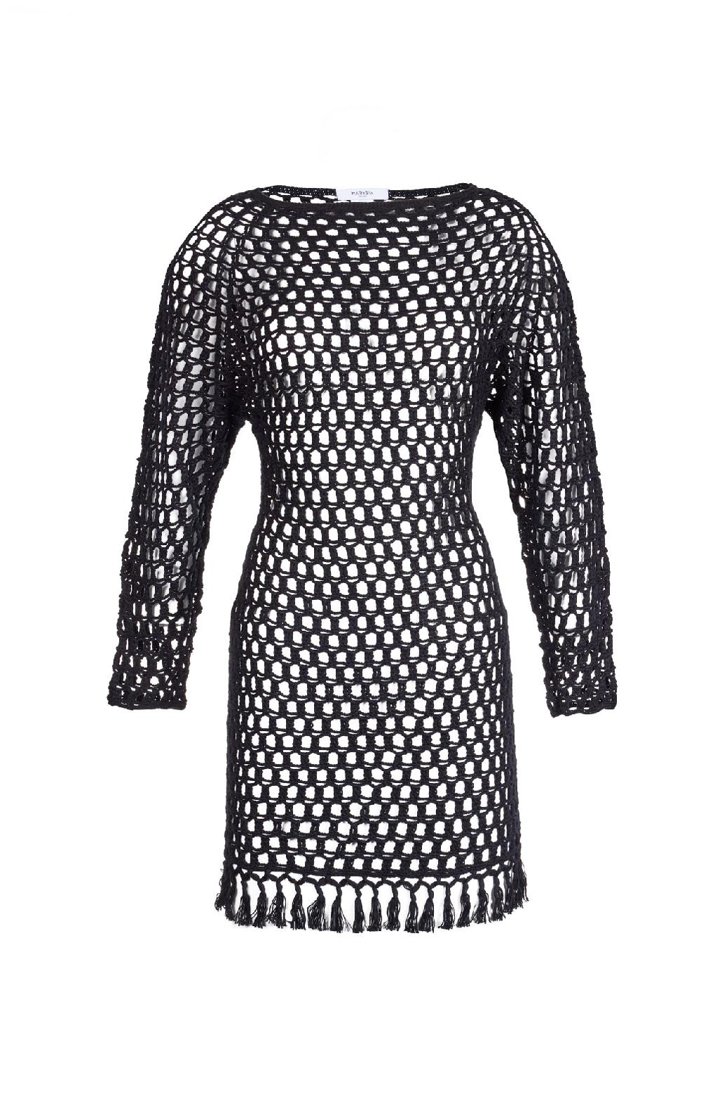 marysia Crochet Full Sleeve Dress Black