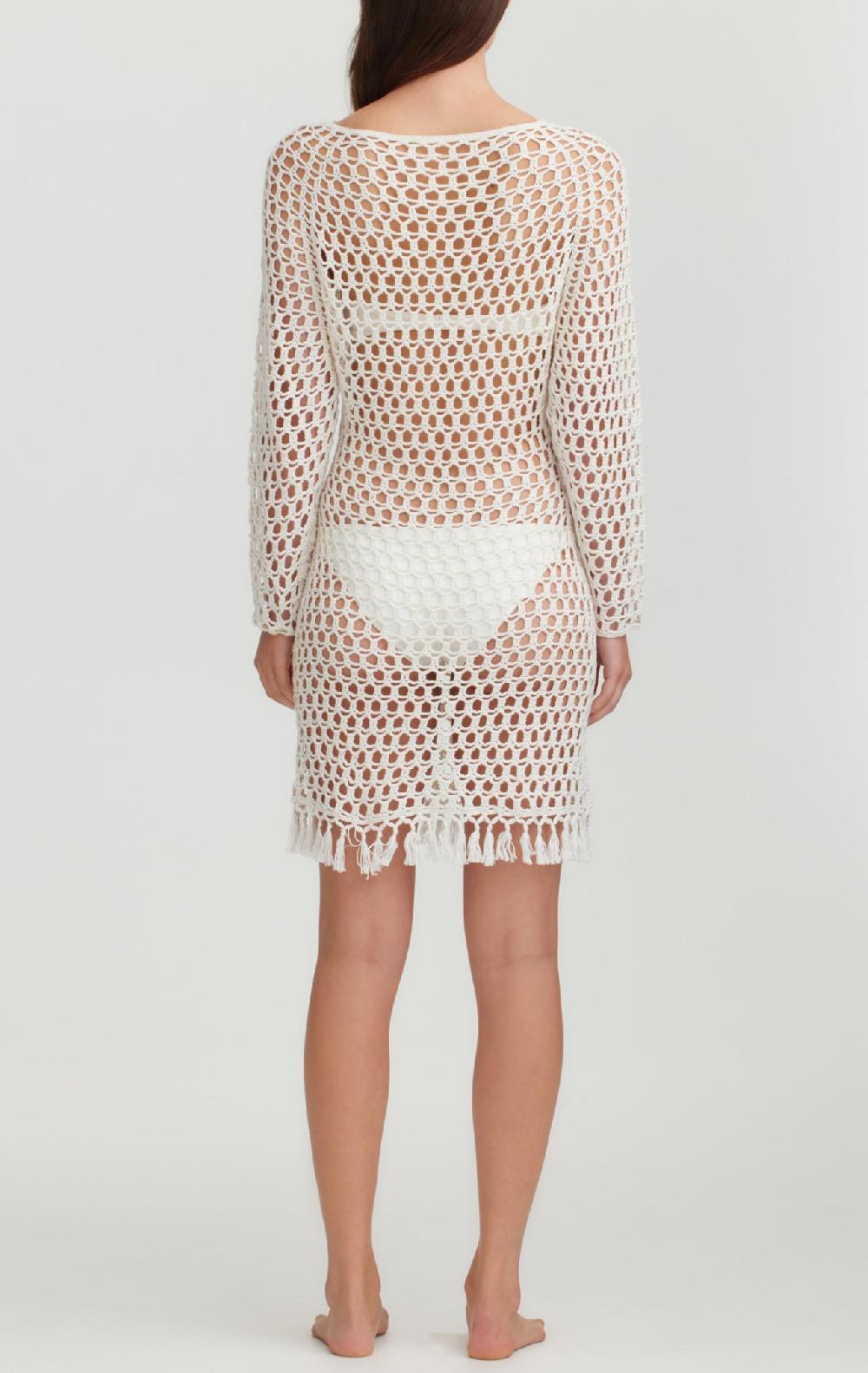 Marysia Crochet Full Sleeve Dress Natural