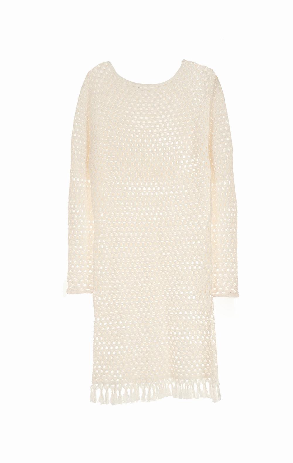marysia Crochet Full Sleeve Dress Natural