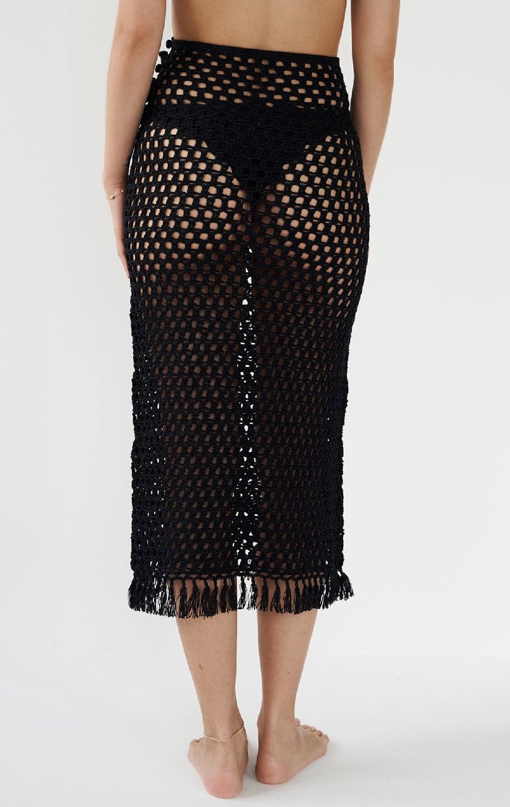 Marysia Crochet Long Skirt Black