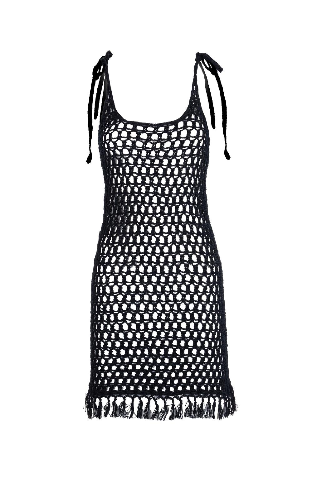 Marysia Crochet Mini Dress Black