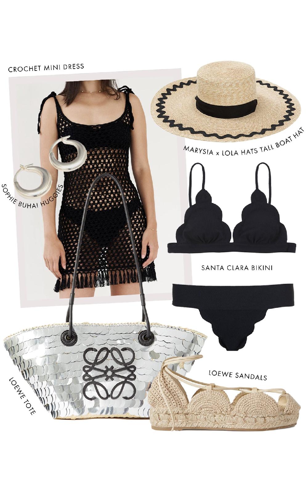 Marysia Crochet Mini Dress Black