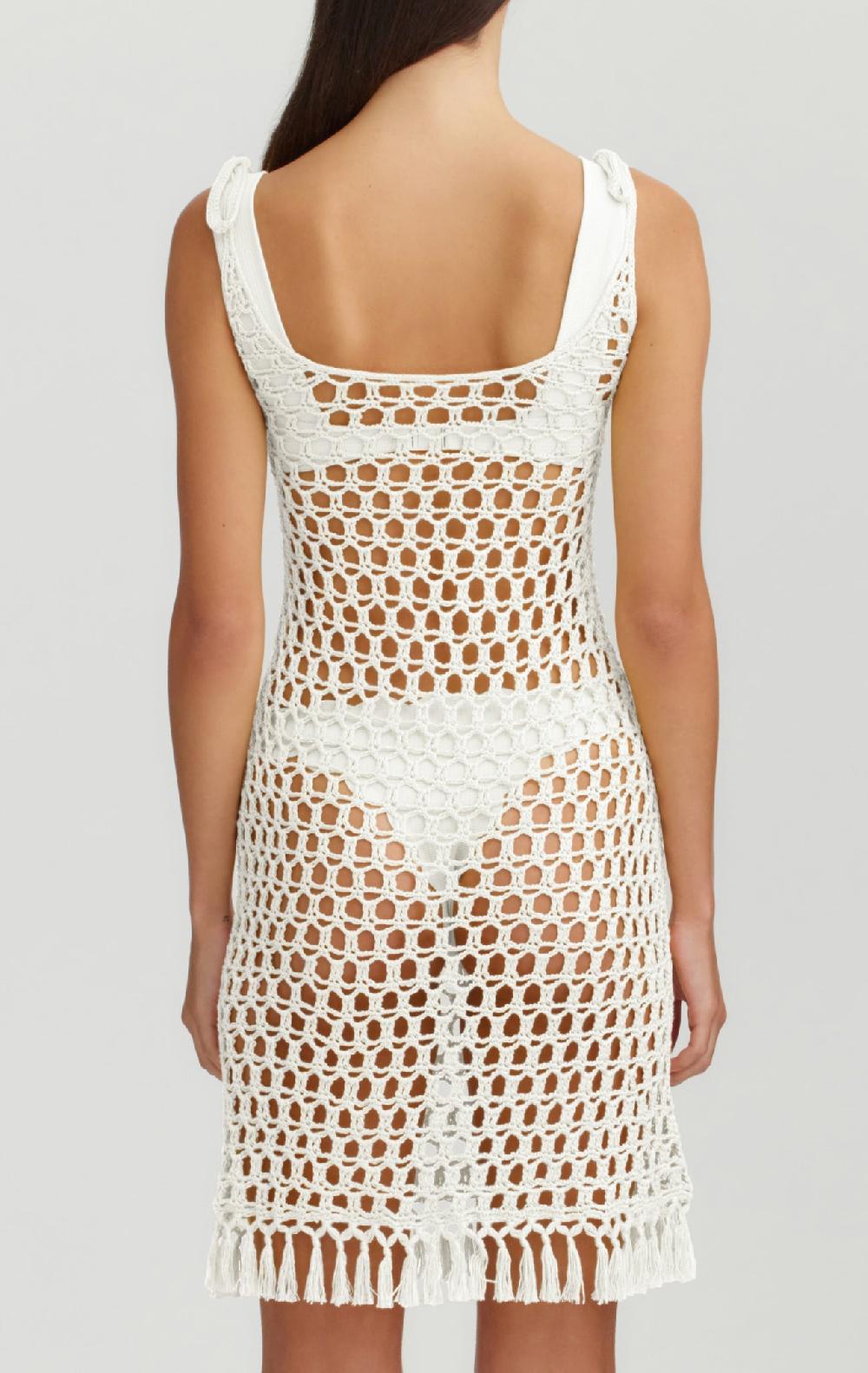 Marysia Crochet Mini Dress Natural