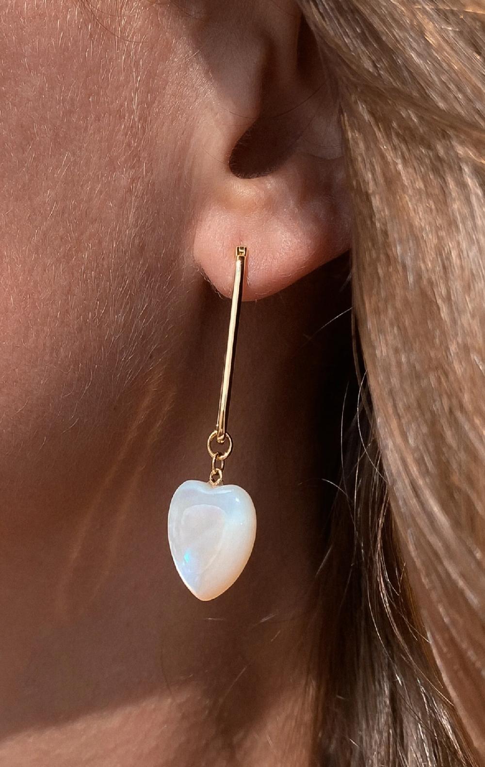Marysia Gemma Mother Of Pearl Heart Earrings
