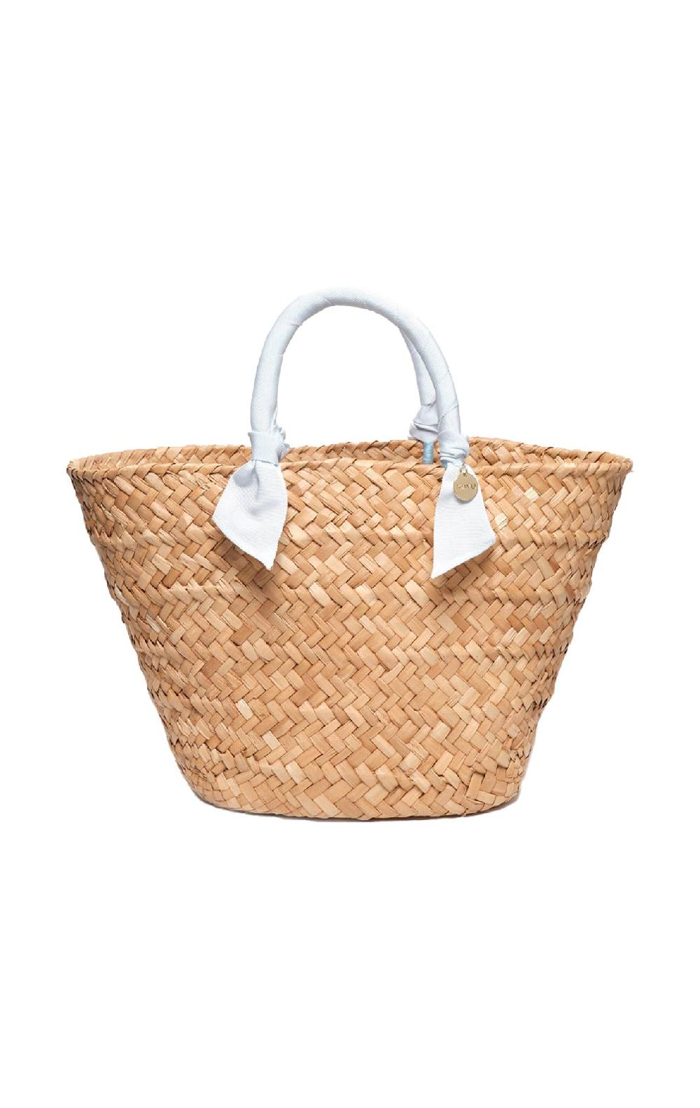 marysia Rosie Woven Straw Ribbon-Handle Tote