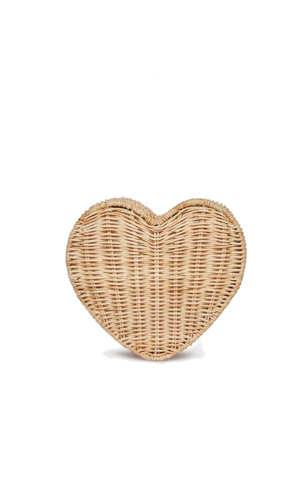 marysia Sisal Heart Wicker Straw Clutch Bag