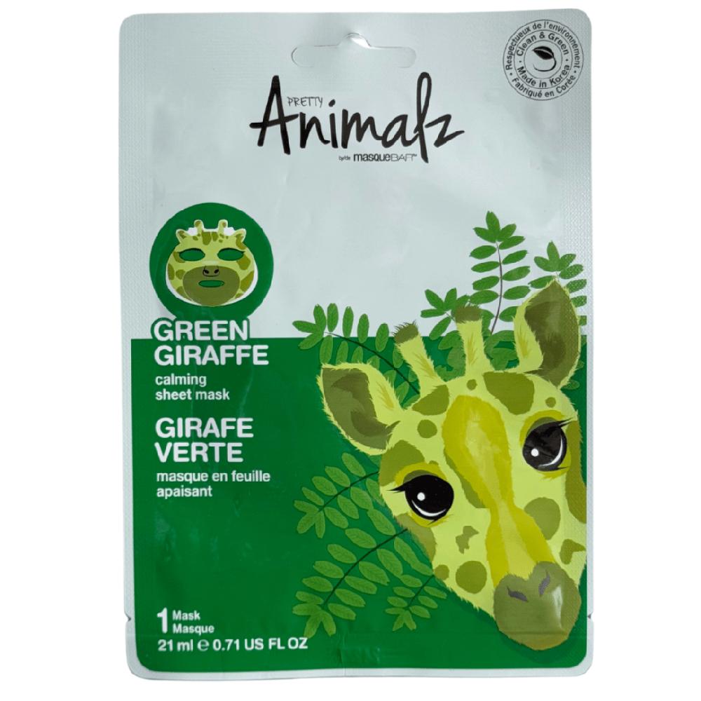 masquebar Pretty Animalz Green Giraffe Calming Sheet Mask