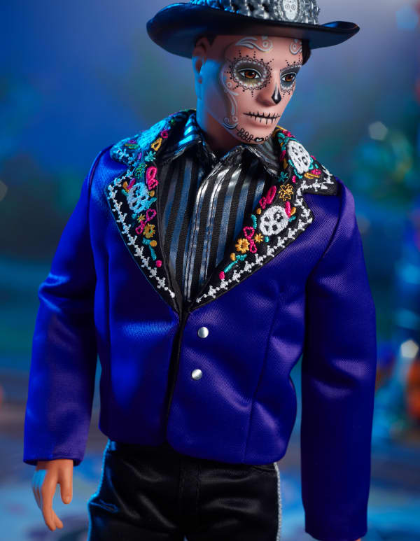 Mattel 2023 Día De Muertos Ken Doll Wearing Blue Jacket And Black Hat Barbie Signature Collectible