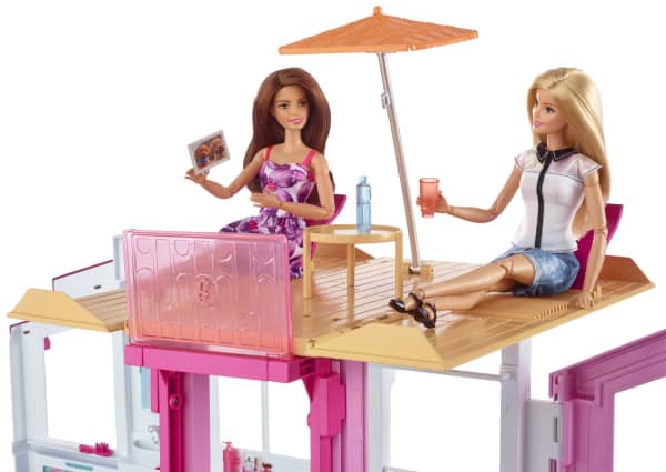 Mattel Barbie 3-Story Townhouse Dollhouse With Elevator Swing Chair Furniture And Accessories