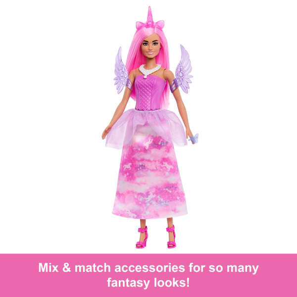 mattel Barbie Advent Calendar With Fashion Doll & 24 Surprise Toy Accessories including Unicorn & Pets