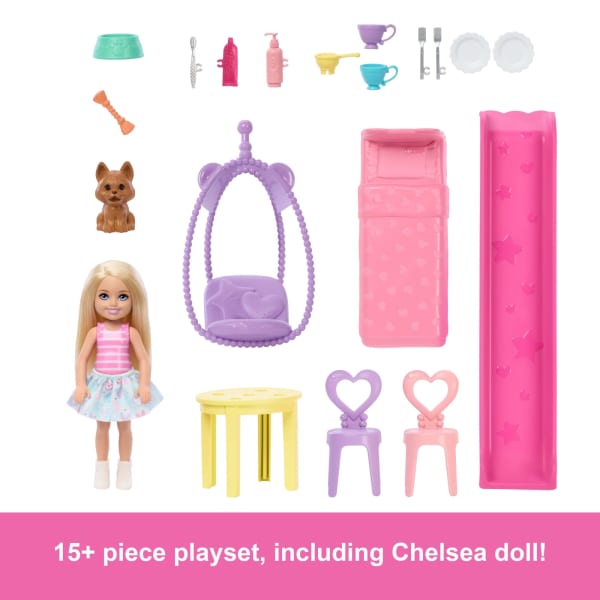Mattel Barbie Chelsea Pop-Up Doll House With Doll & 15+ Accessories House Expands To 17+ X 13+ Inches