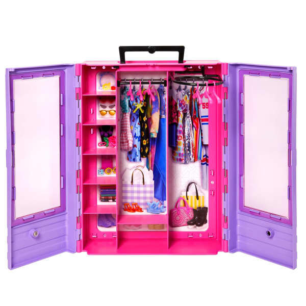 Mattel Barbie Closet With 6 Hangars Accessory Features Translucent Doors Racks & Shelves